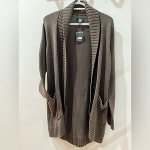 Roots Cotton Cardigan - black olive mix, NWT, size S